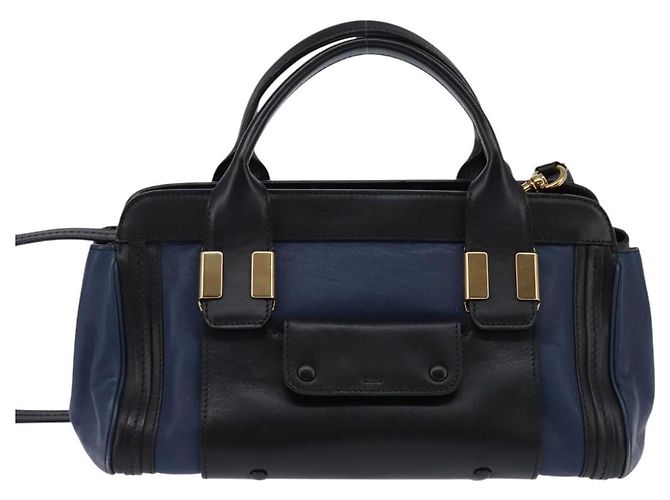Chloé Sac à main en cuir Chloe Alice 2 en 1 Marine Or Auth BA5952 - vue 13