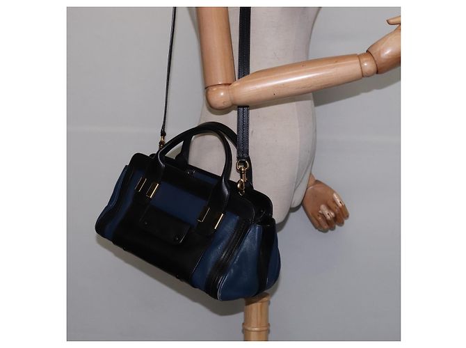 Chloé Sac à main en cuir Chloe Alice 2 en 1 Marine Or Auth BA5952 - vue 24