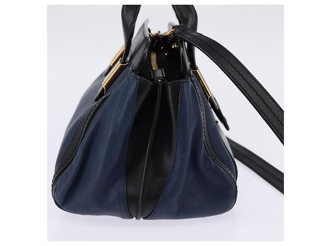 Chloé Sac à main en cuir Chloe Alice 2 en 1 Marine Or Auth BA5952 - vue 3
