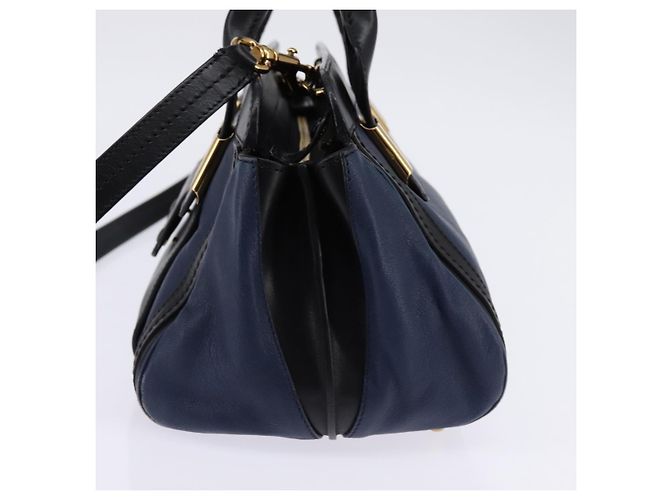 Chloé Sac à main en cuir Chloe Alice 2 en 1 Marine Or Auth BA5952 - vue 4