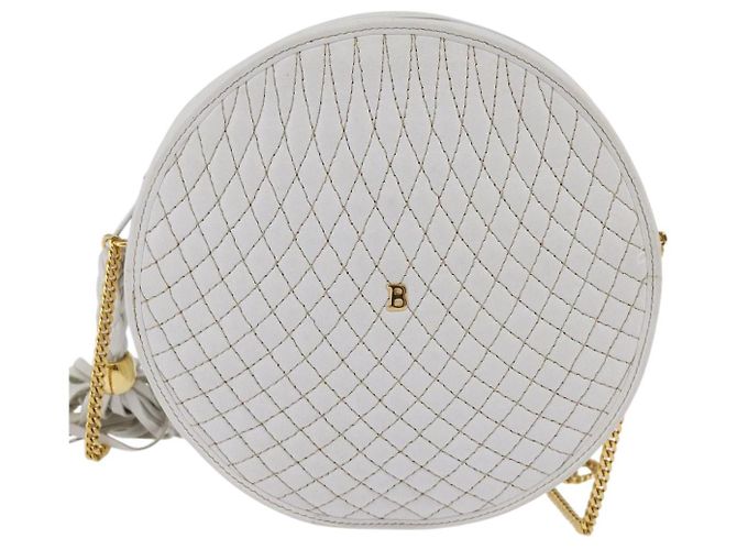 BALLY Borsa a Spalla a Catena in Pelle Bianca e Oro Auth BA5745 Bianco D'oro - vista 13