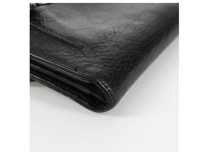Cartera larga de cuero negro Chrome Hearts Wave Cross Ball Auth 136316M - vista 15