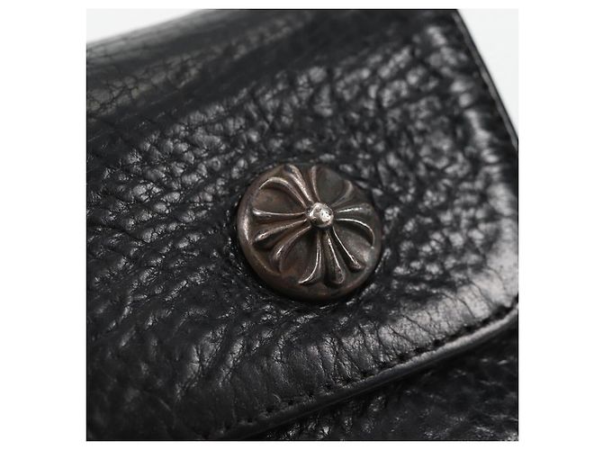 Cartera larga de cuero negro Chrome Hearts Wave Cross Ball Auth 136316M - vista 17