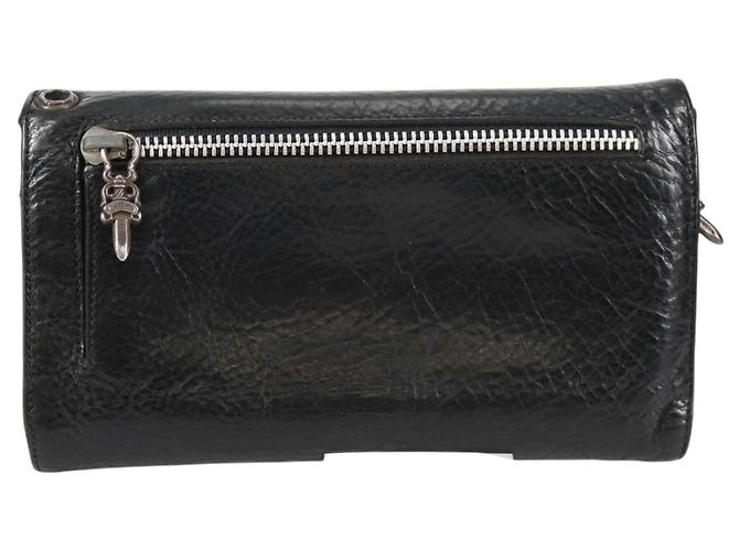 Cartera larga de cuero negro Chrome Hearts Wave Cross Ball Auth 136316M - vista 2