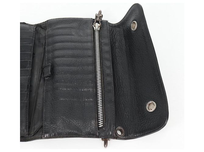 Cartera larga de cuero negro Chrome Hearts Wave Cross Ball Auth 136316M - vista 21