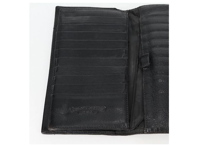 Cartera larga de cuero negro Chrome Hearts Wave Cross Ball Auth 136316M - vista 22