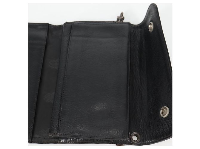 Cartera larga de cuero negro Chrome Hearts Wave Cross Ball Auth 136316M - vista 23