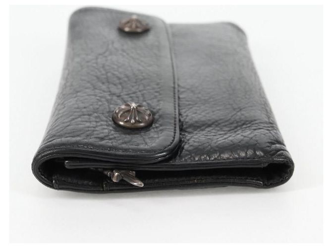 Cartera larga de cuero negro Chrome Hearts Wave Cross Ball Auth 136316M - vista 3