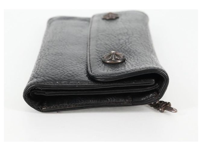 Cartera larga de cuero negro Chrome Hearts Wave Cross Ball Auth 136316M - vista 4