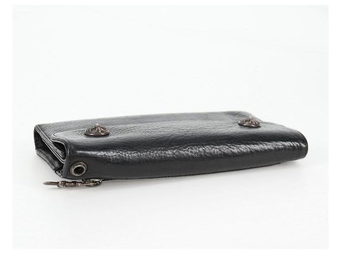 Cartera larga de cuero negro Chrome Hearts Wave Cross Ball Auth 136316M - vista 5