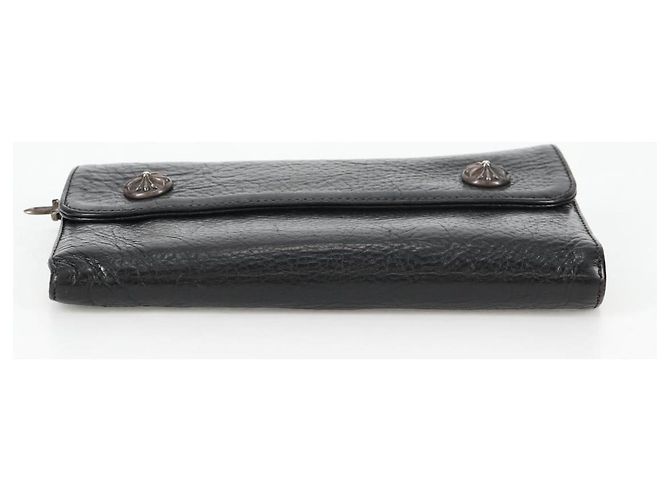 Cartera larga de cuero negro Chrome Hearts Wave Cross Ball Auth 136316M - vista 6