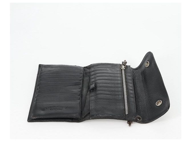 Cartera larga de cuero negro Chrome Hearts Wave Cross Ball Auth 136316M - vista 8