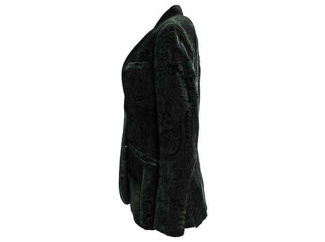 Etro, grüner Samt-Blazer mit Paisley-Druck - Ansicht 2