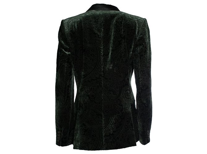 Etro, grüner Samt-Blazer mit Paisley-Druck - Ansicht 3