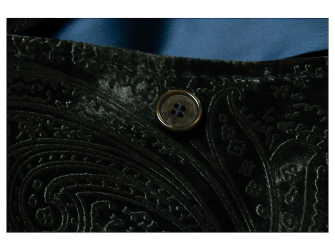 Etro, grüner Samt-Blazer mit Paisley-Druck - Ansicht 6