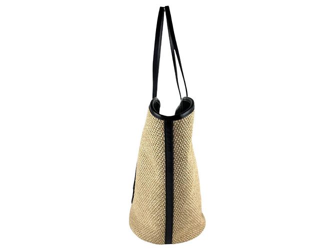 Louis Vuitton Saint Jacques Schultertasche aus Raffia-Leder Schwarz Beige - Ansicht 2