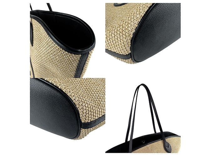Louis Vuitton Saint Jacques Schultertasche aus Raffia-Leder Schwarz Beige - Ansicht 4