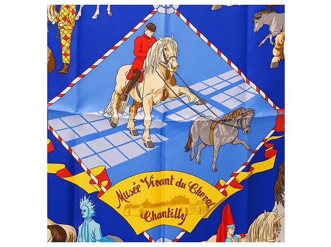 Hermès Seidenschal - Lebendes Pferdemuseum Chantilly Blau - Ansicht 2