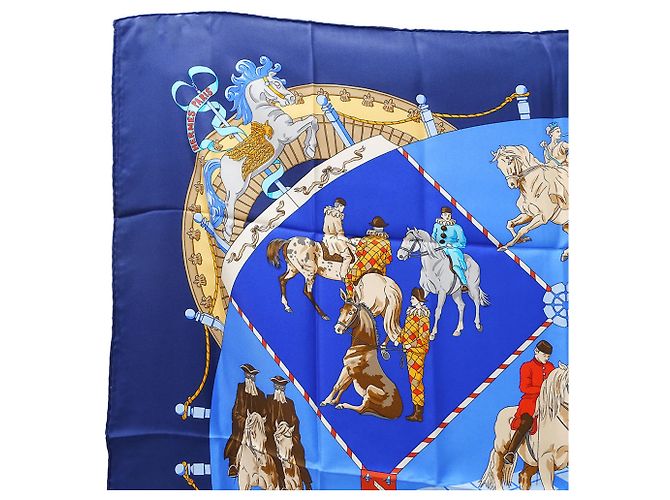 Hermès Seidenschal - Lebendes Pferdemuseum Chantilly Blau - Ansicht 3