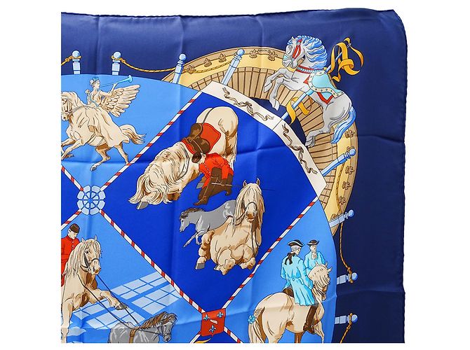 Hermès Seidenschal - Lebendes Pferdemuseum Chantilly Blau - Ansicht 4