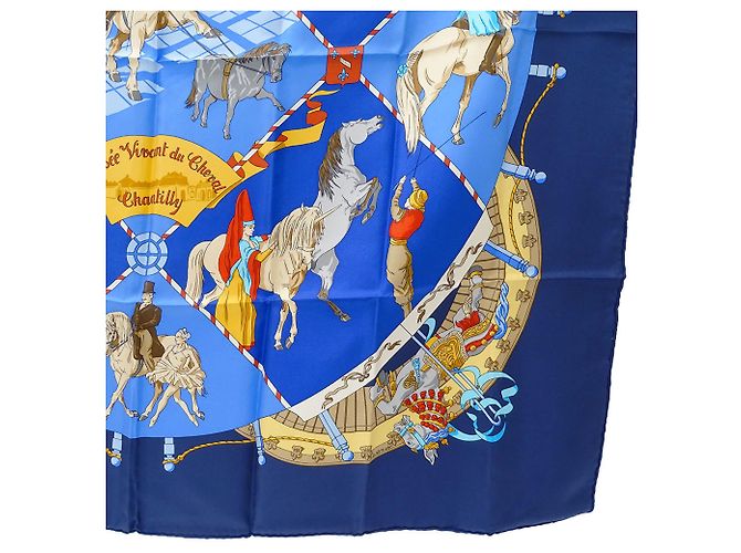 Hermès Seidenschal - Lebendes Pferdemuseum Chantilly Blau - Ansicht 6