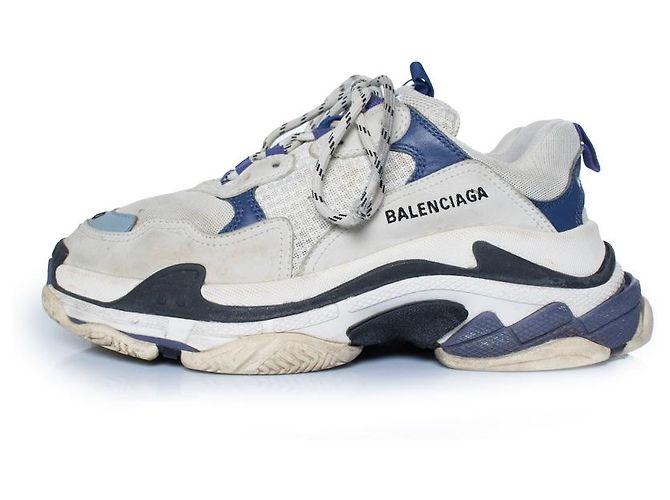 Balenciaga, sneakers Triple S in grigio e blu - vista 2