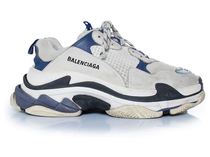 Balenciaga, sneakers Triple S in grigio e blu - vista 5
