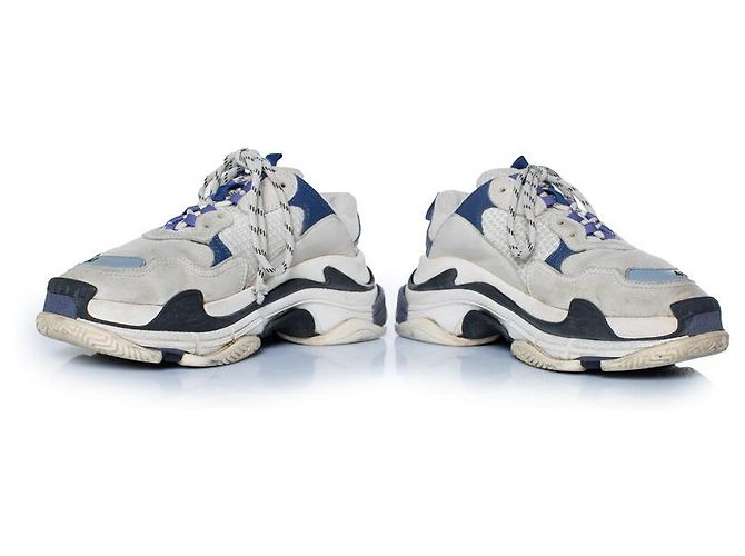 Balenciaga, sneakers Triple S in grigio e blu - vista 6