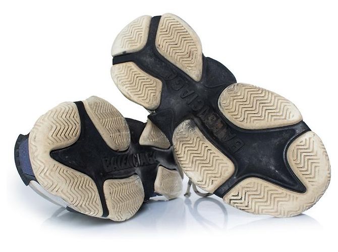 Balenciaga, sneakers Triple S in grigio e blu - vista 7