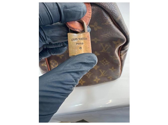 Borsa a mano Louis Vuitton Speedy Monogram in pelle marrone - vista 14