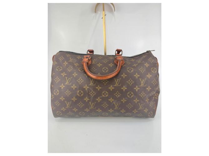 Borsa a mano Louis Vuitton Speedy Monogram in pelle marrone - vista 3