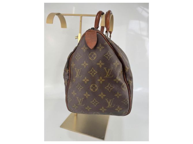 Borsa a mano Louis Vuitton Speedy Monogram in pelle marrone - vista 4