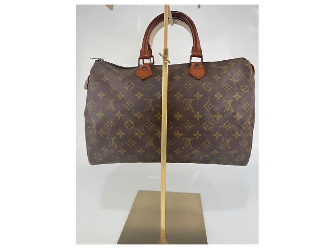 Borsa a mano Louis Vuitton Speedy Monogram in pelle marrone - vista 5