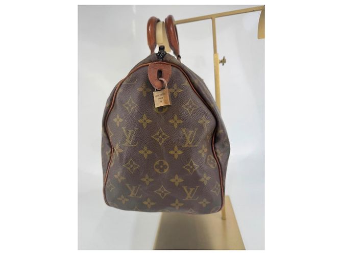 Borsa a mano Louis Vuitton Speedy Monogram in pelle marrone - vista 6