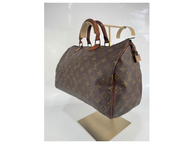 Borsa a mano Louis Vuitton Speedy Monogram in pelle marrone - vista 7
