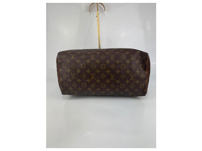 Borsa a mano Louis Vuitton Speedy Monogram in pelle marrone - vista 8