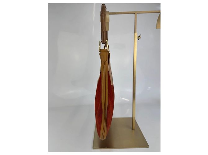 Borsa a spalla in suede arancione Gucci Bamboo, marrone chiaro 263 Rosso - vista 5