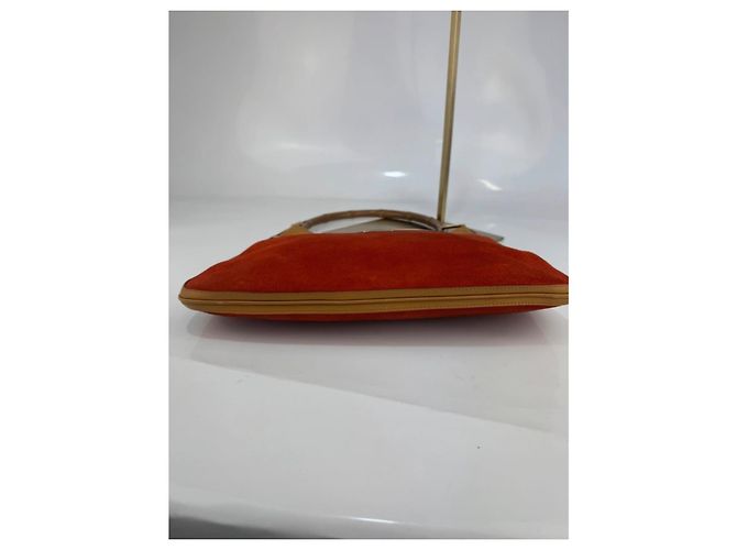 Borsa a spalla in suede arancione Gucci Bamboo, marrone chiaro 263 Rosso - vista 6