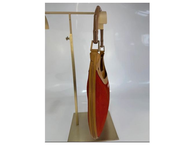 Borsa a spalla in suede arancione Gucci Bamboo, marrone chiaro 263 Rosso - vista 9