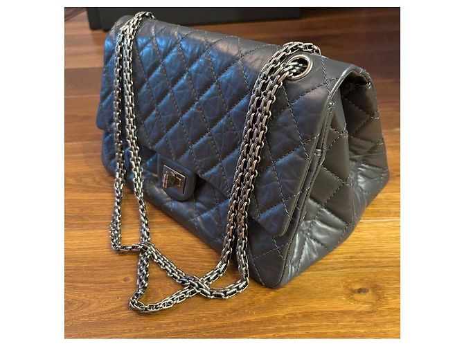 Borsa a mano Chanel 2.55 in pelle grigia Grigio - vista 8