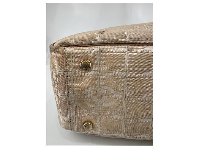 Borsa a spalla Chanel in tela e pelle 258 Beige - vista 10