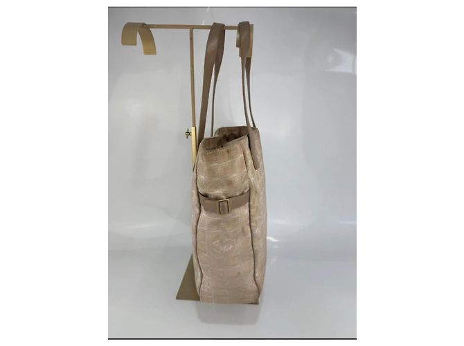 Borsa a spalla Chanel in tela e pelle 258 Beige - vista 4