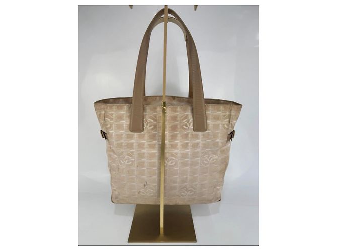 Borsa a spalla Chanel in tela e pelle 258 Beige - vista 5