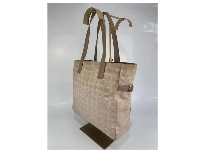 Borsa a spalla Chanel in tela e pelle 258 Beige - vista 7