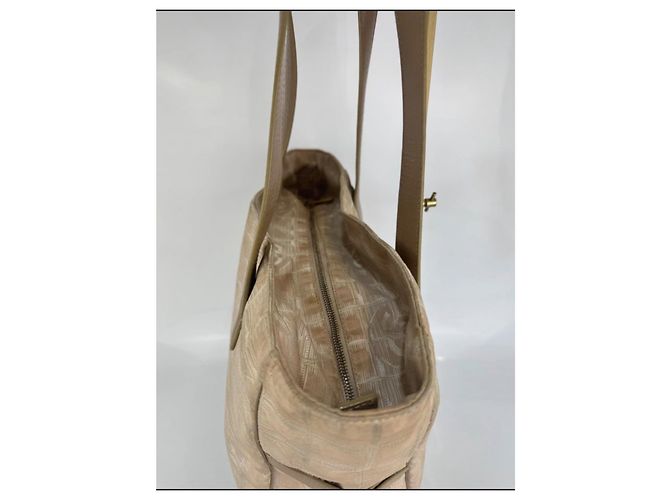 Borsa a spalla Chanel in tela e pelle 258 Beige - vista 8