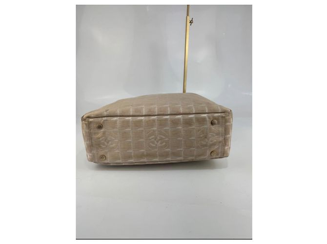 Borsa a spalla Chanel in tela e pelle 258 Beige - vista 9