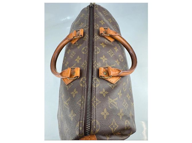 Borsa a mano Louis Vuitton Speedy Monogram in pelle marrone - vista 10