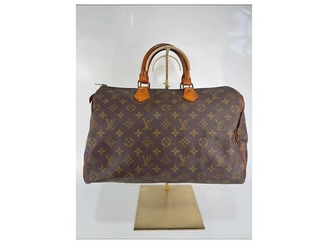 Borsa a mano Louis Vuitton Speedy Monogram in pelle marrone - vista 2