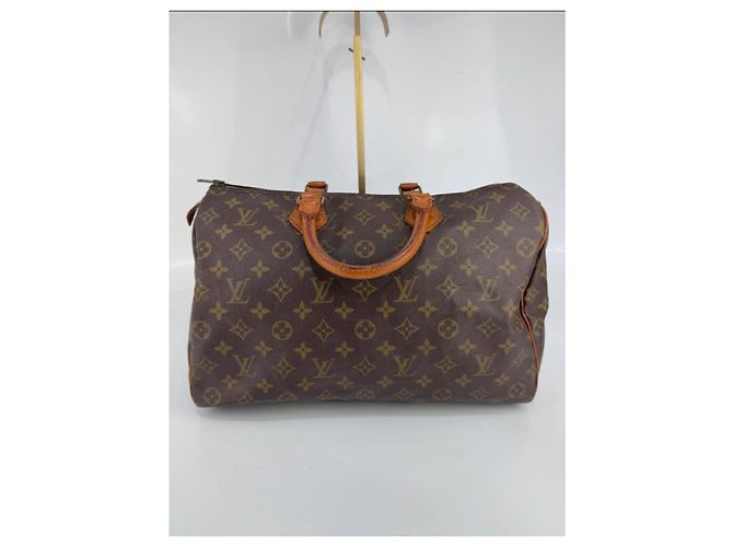Borsa a mano Louis Vuitton Speedy Monogram in pelle marrone - vista 3