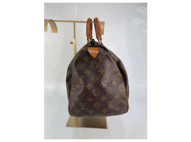 Borsa a mano Louis Vuitton Speedy Monogram in pelle marrone - vista 4